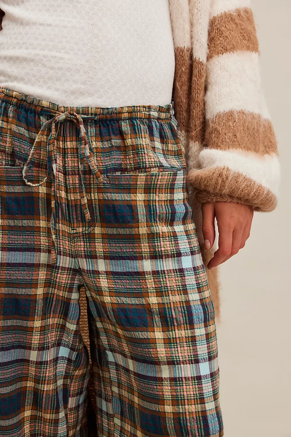 Plaid Wide Leg Pants