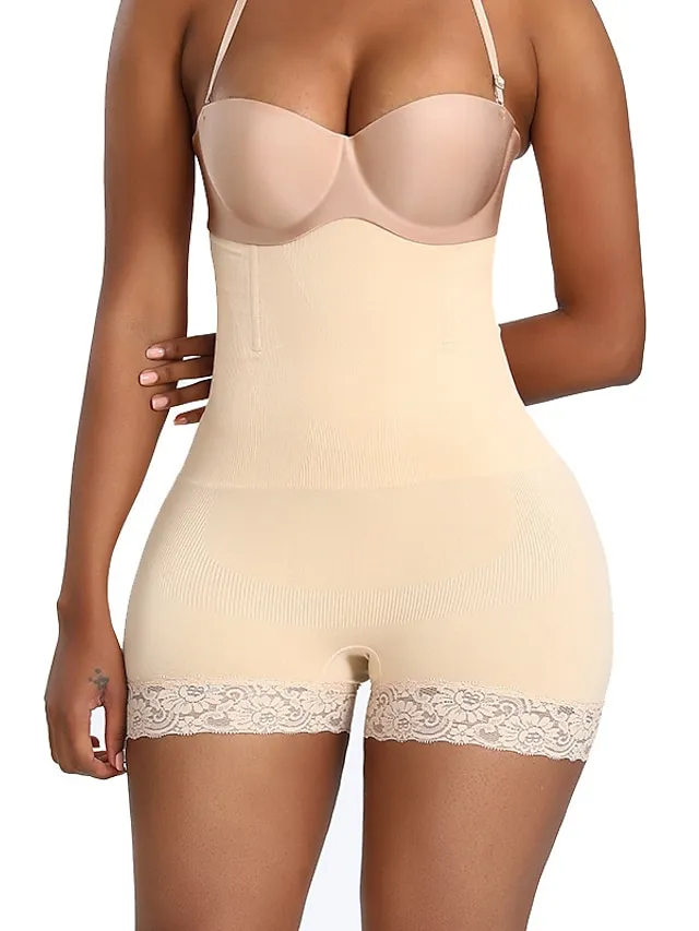 Women's Shapewear Casual / Sporty Shorts Scrunch Butt Shorts Anti Chafing Shorts Short Pants Weekend Yoga Stretchy Solid Colored Tummy Control Butt Lift High Waist Skinny Black Beige M XL 3XL