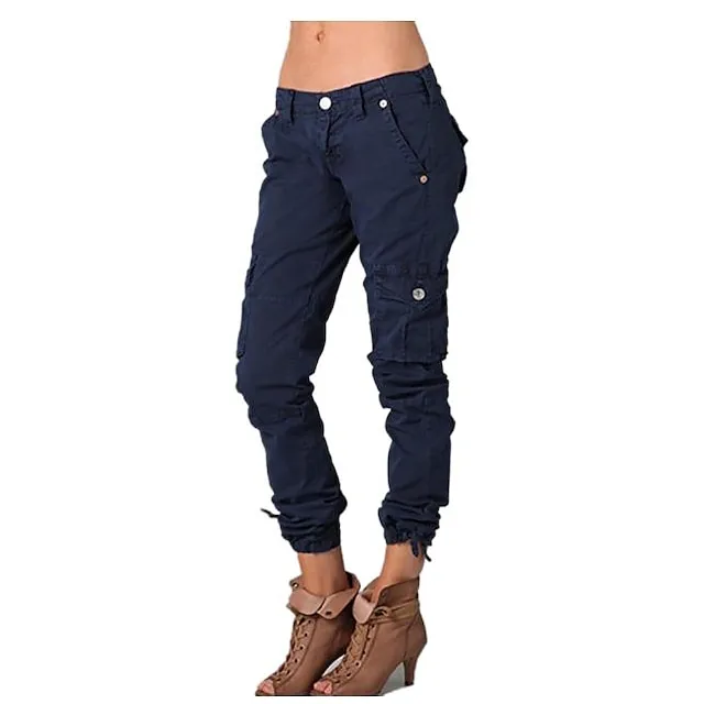 Women's Cargo Pants Slacks Pants Trousers Plain Pocket Ankle-Length Mid Waist Chic & Modern Casual / Sporty Sports Weekend ArmyGreen Black S M Summer Spring &  Fall