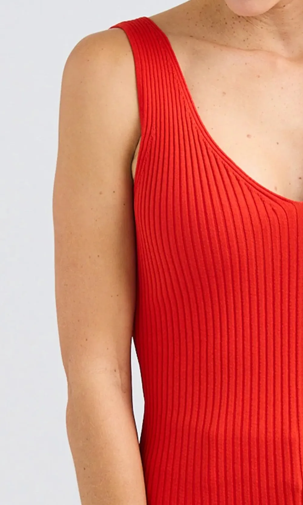 Ribbed V-Neck Knitted Tank