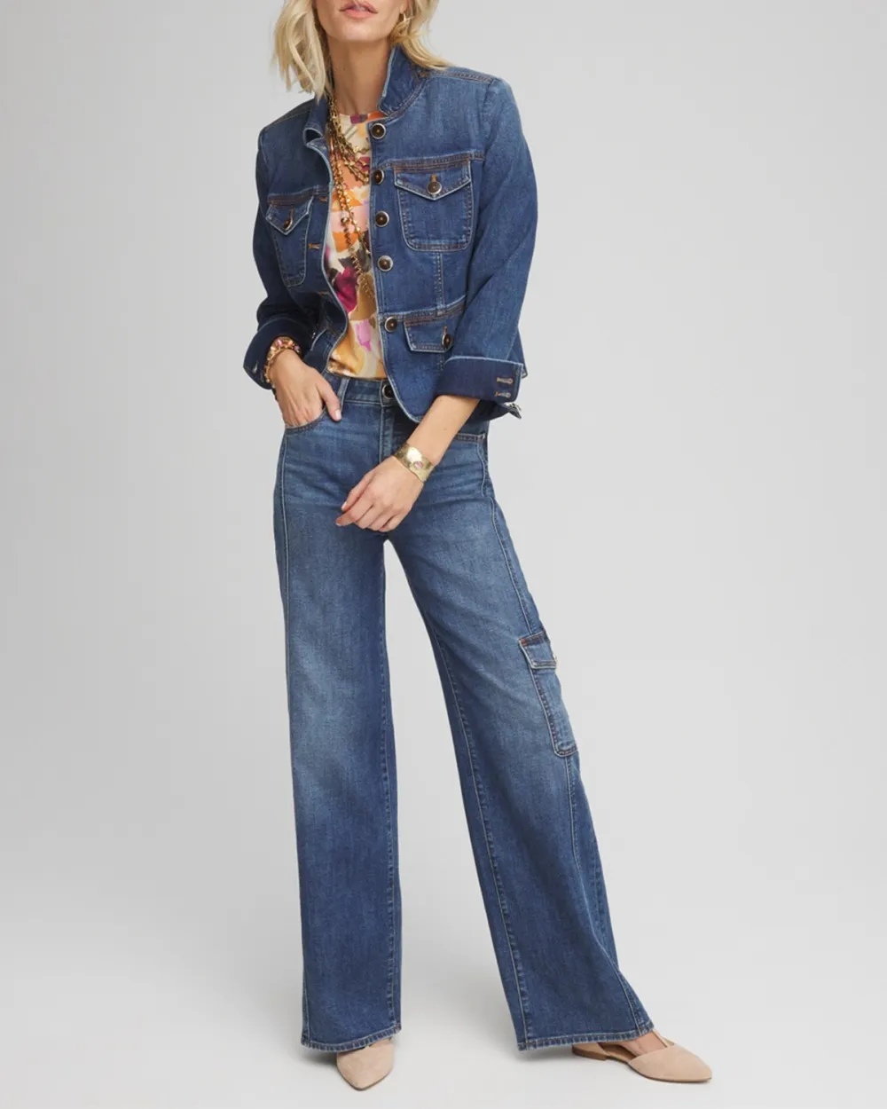 Blue Denim Cropped Jacket