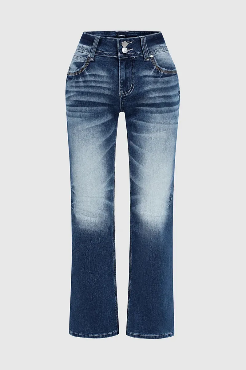 90s Vintage Slant Pocket Mid Waist Bootcut Jeans