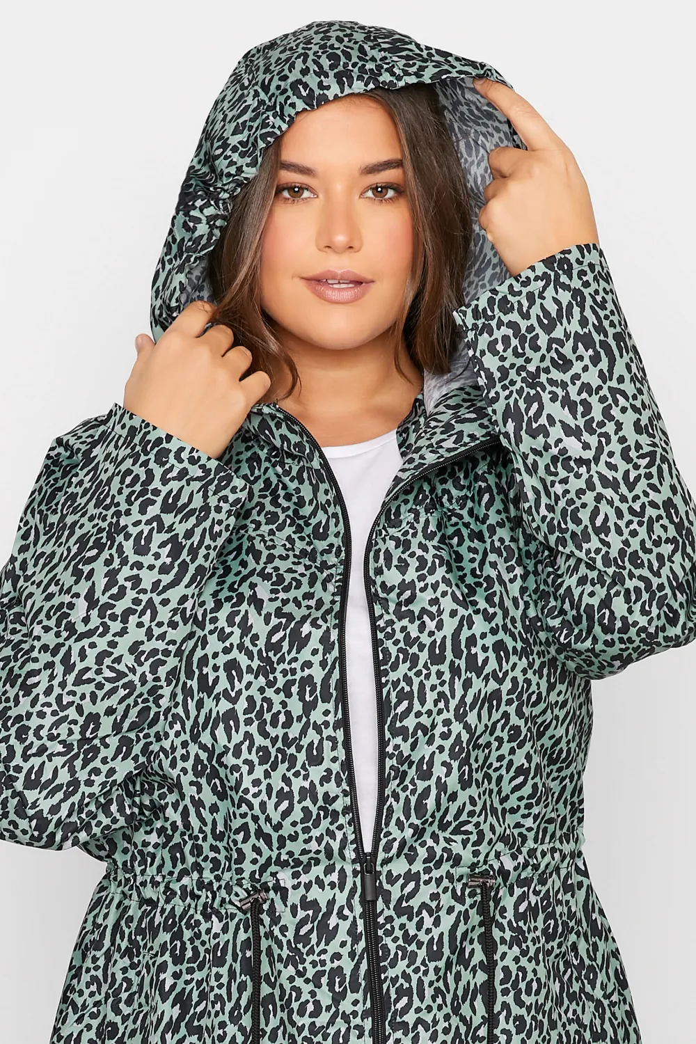 LTS Tall Black Dalmatian Print Pocket Parka