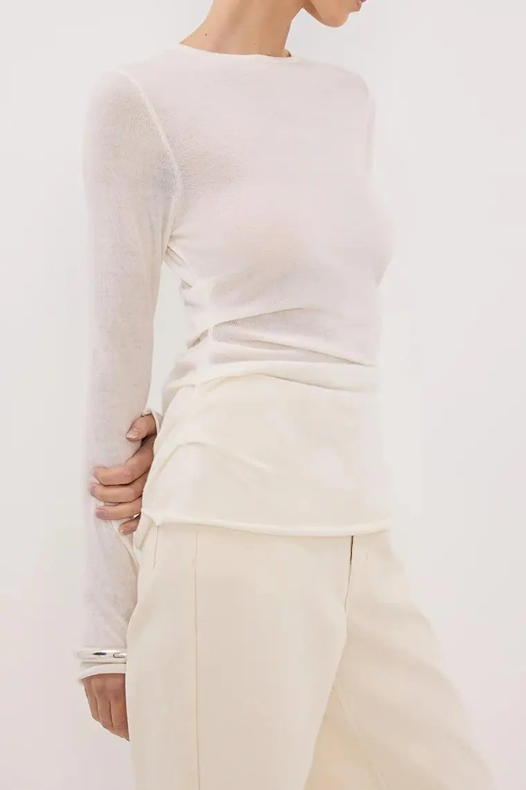 OFF WHITE MERINO KNIT TOP