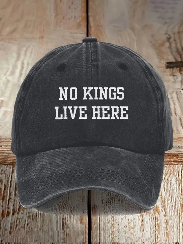 Unisex Distressed Washed Cotton FDT “No Kings Live Here” Hat