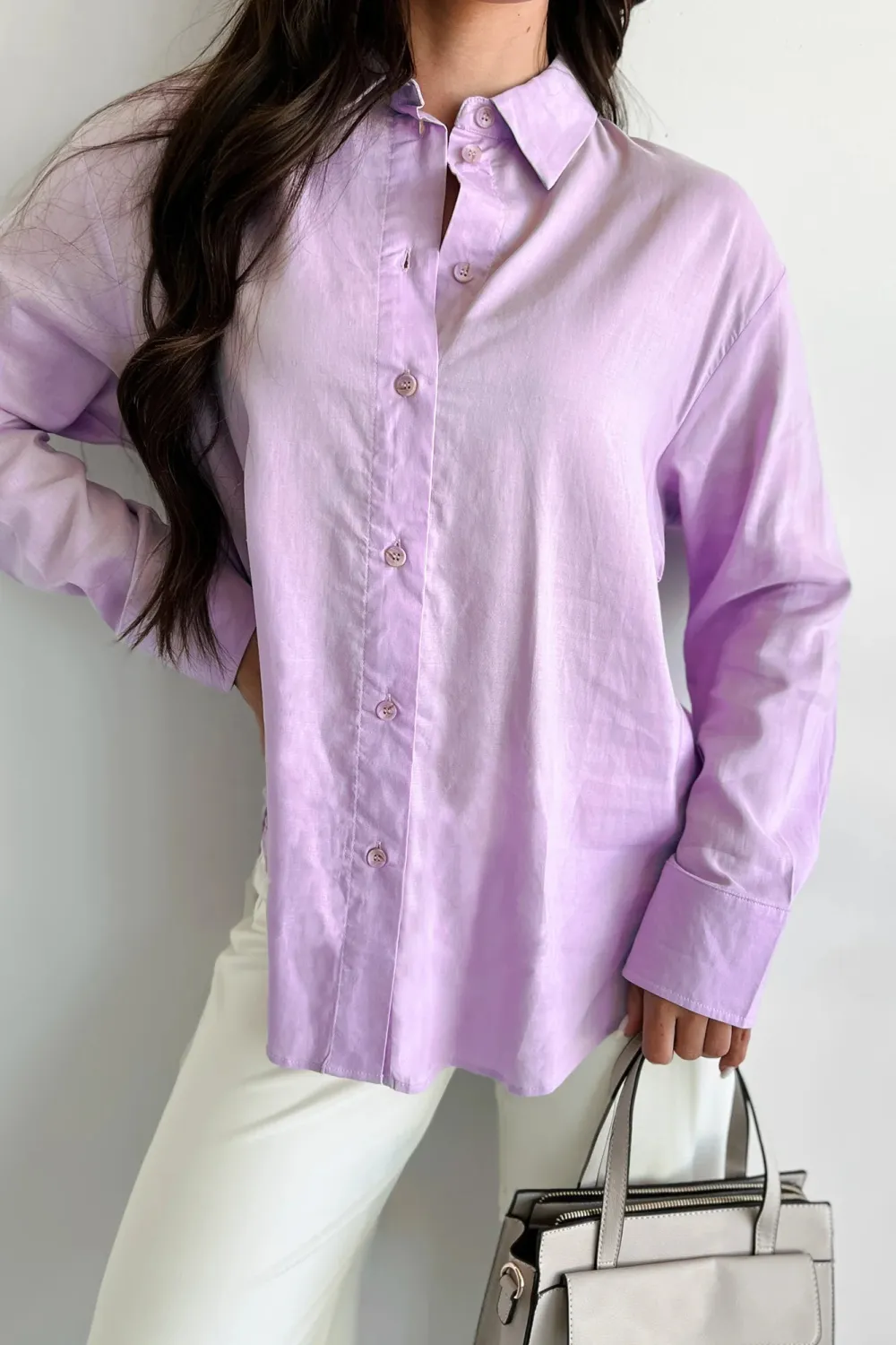 Purple Casual Linen Shirt
