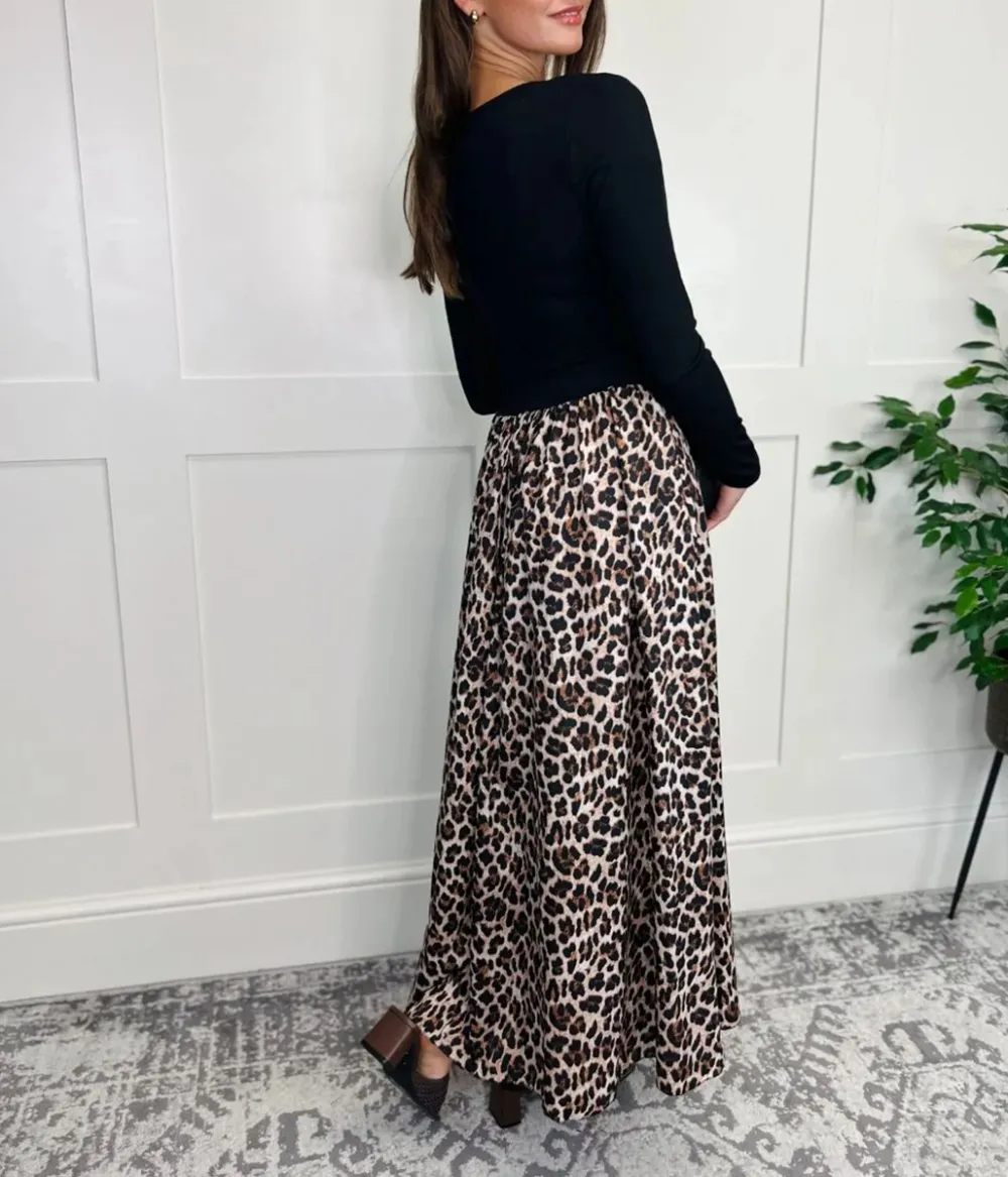 Mocha Leopard Midi Dress