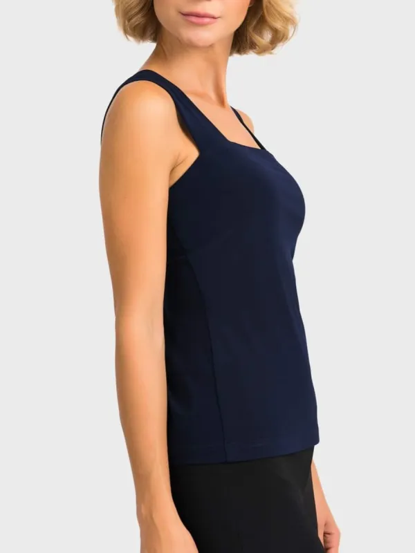Navy Square - Neck Sleeveless Top
