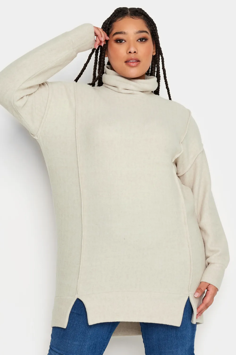 YOURS LUXURY Curve Cream Soft Touch Turtle Neck Jumper