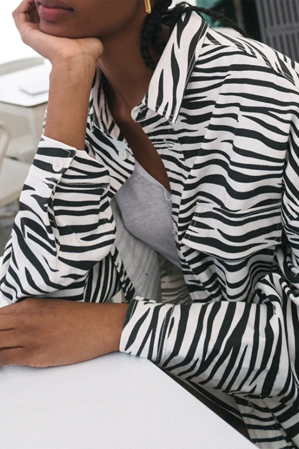 Basic Minimalist Loose Stripes Jacket