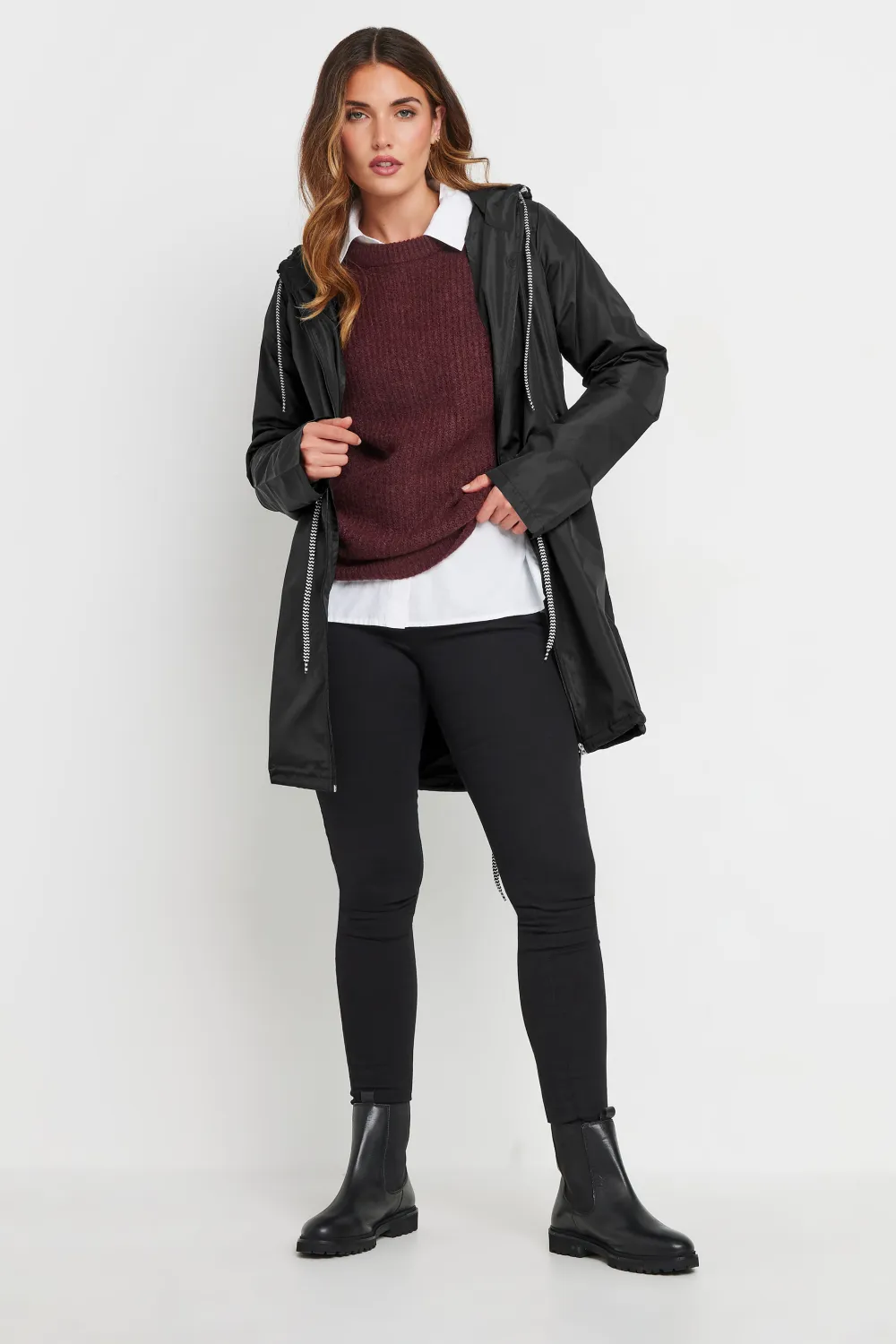 LTS Tall Black Dalmatian Print Pocket Parka