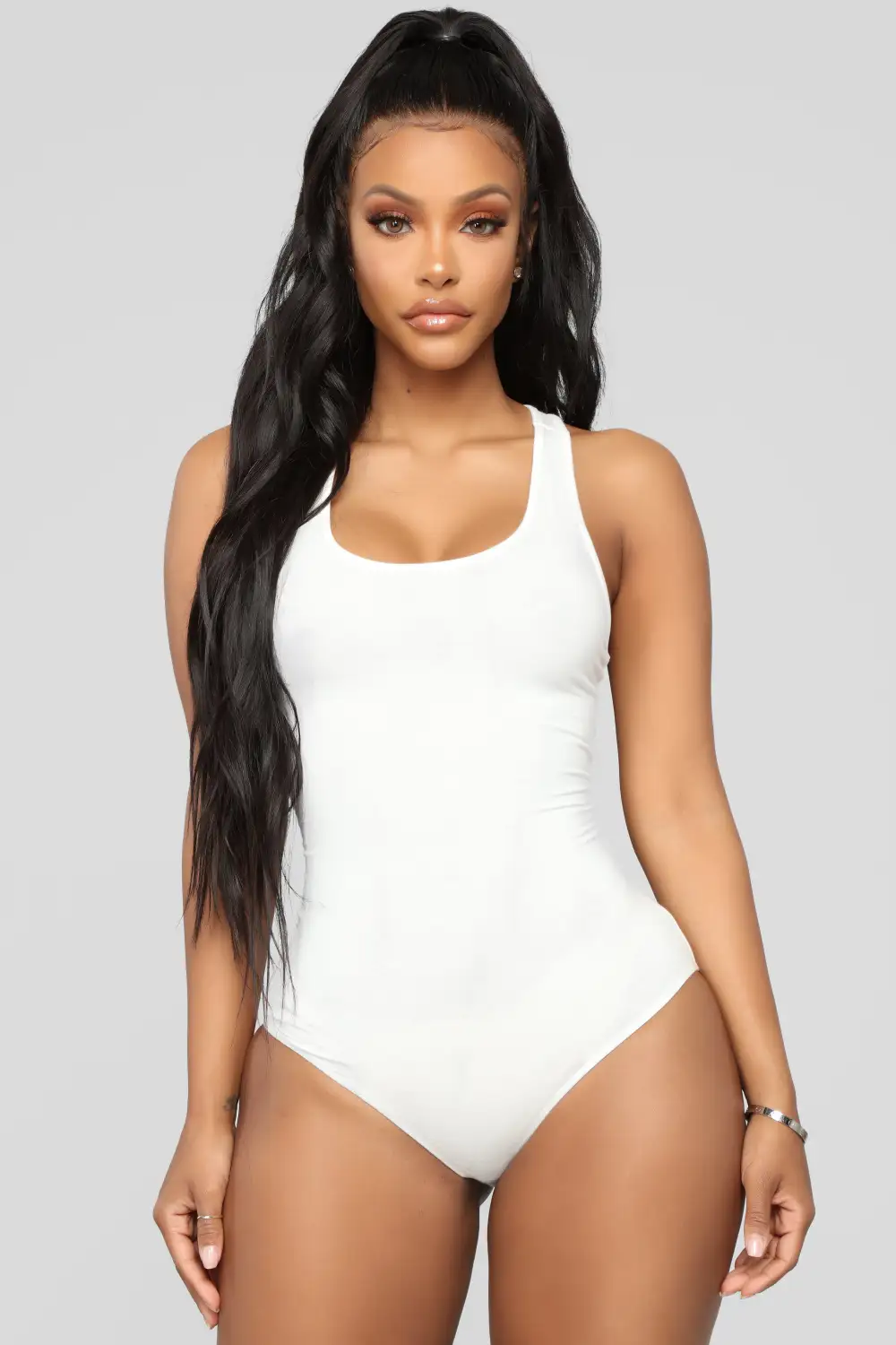 Davina Basic Tank Bodysuit - White