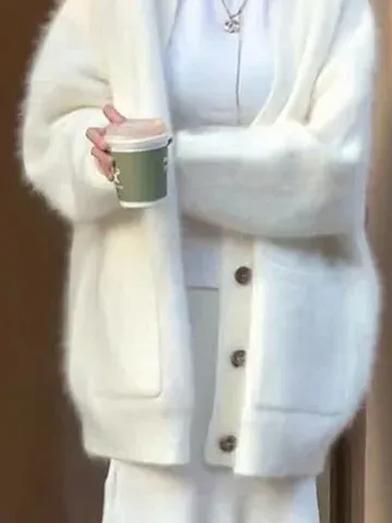 Women Plain Long Sleeve Comfy Casual Buckle Cardigan