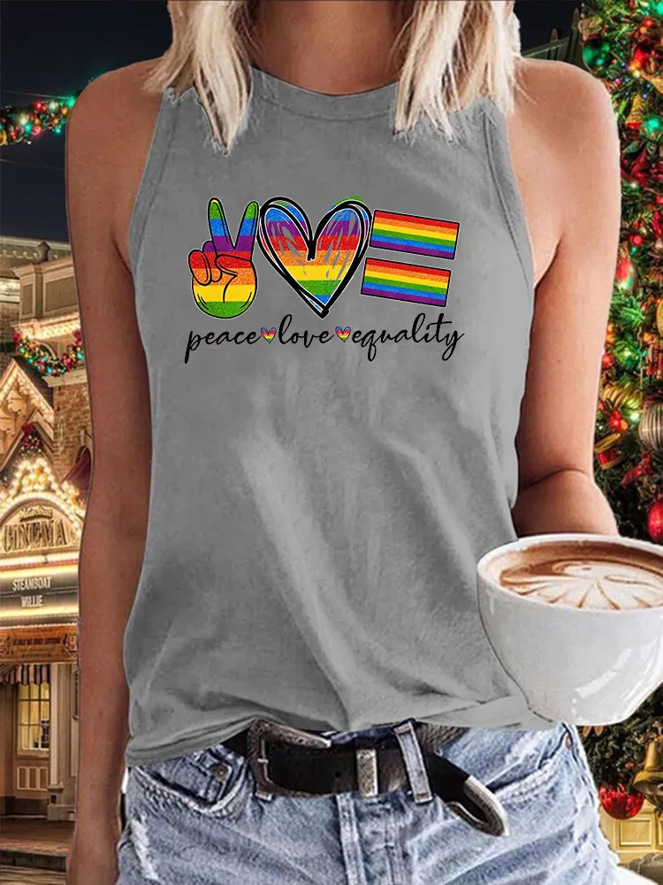 Women's Gay Day Peace Love Equality Crew Neck Vest