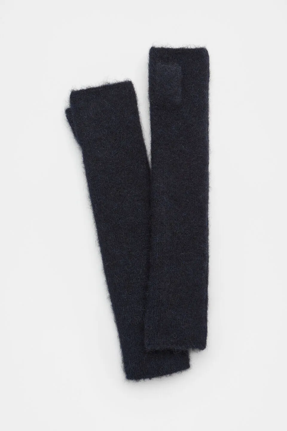 Dark Blue Fluffy Knit Arm Warmers