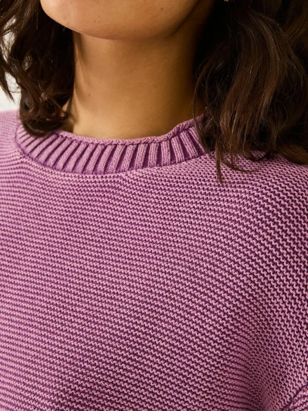 Purple Crew Neck Knitted 100% Cotton Jumper