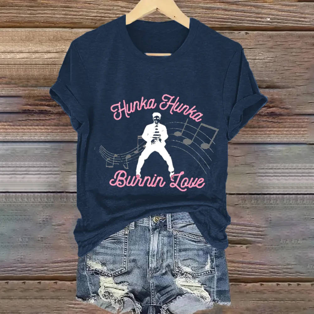 Women's Hunka Hunka Print Short Sleeve Round Neck Cotton T-Shirt