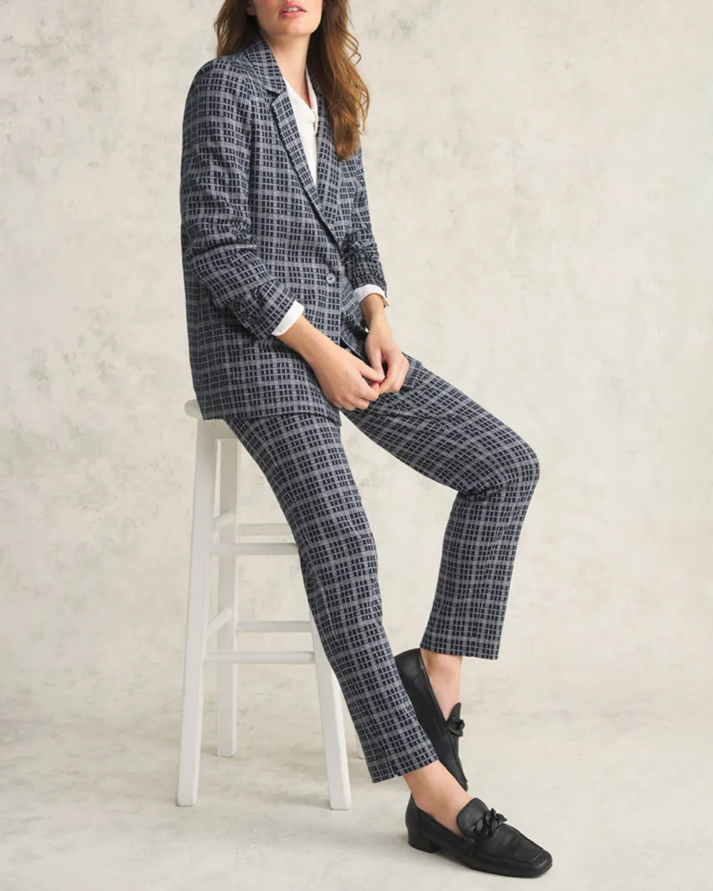 Checkered Single Breasted Blazer