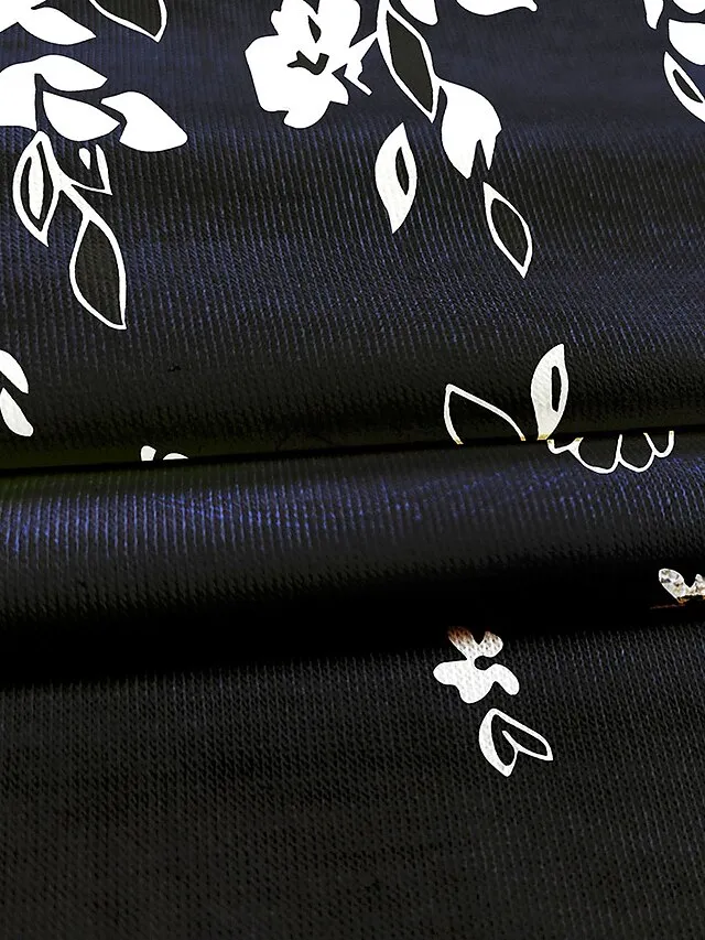 Women's T shirt Tee Black White Navy Blue Floral Button Print Short Sleeve Holiday Weekend Tunic Basic Round Neck Regular Fit Floral Painting