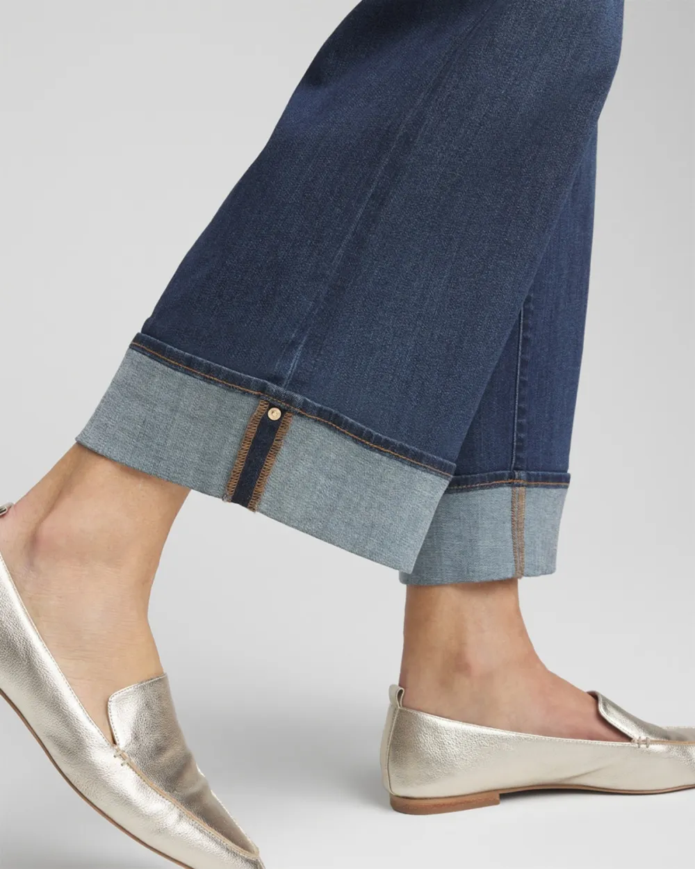 Casual Plain Cuffed Jeans