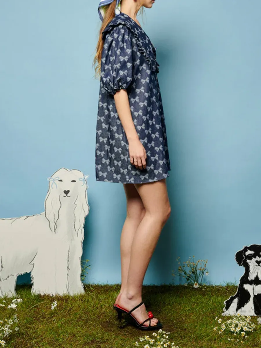 V-Neck Denim Mini Dress