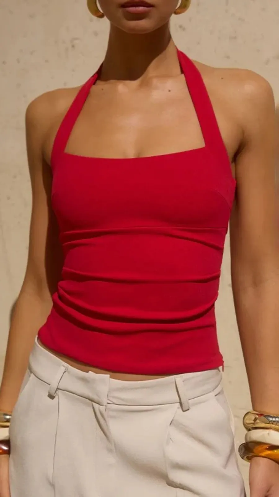 Sexy Cherry Red Halter Top