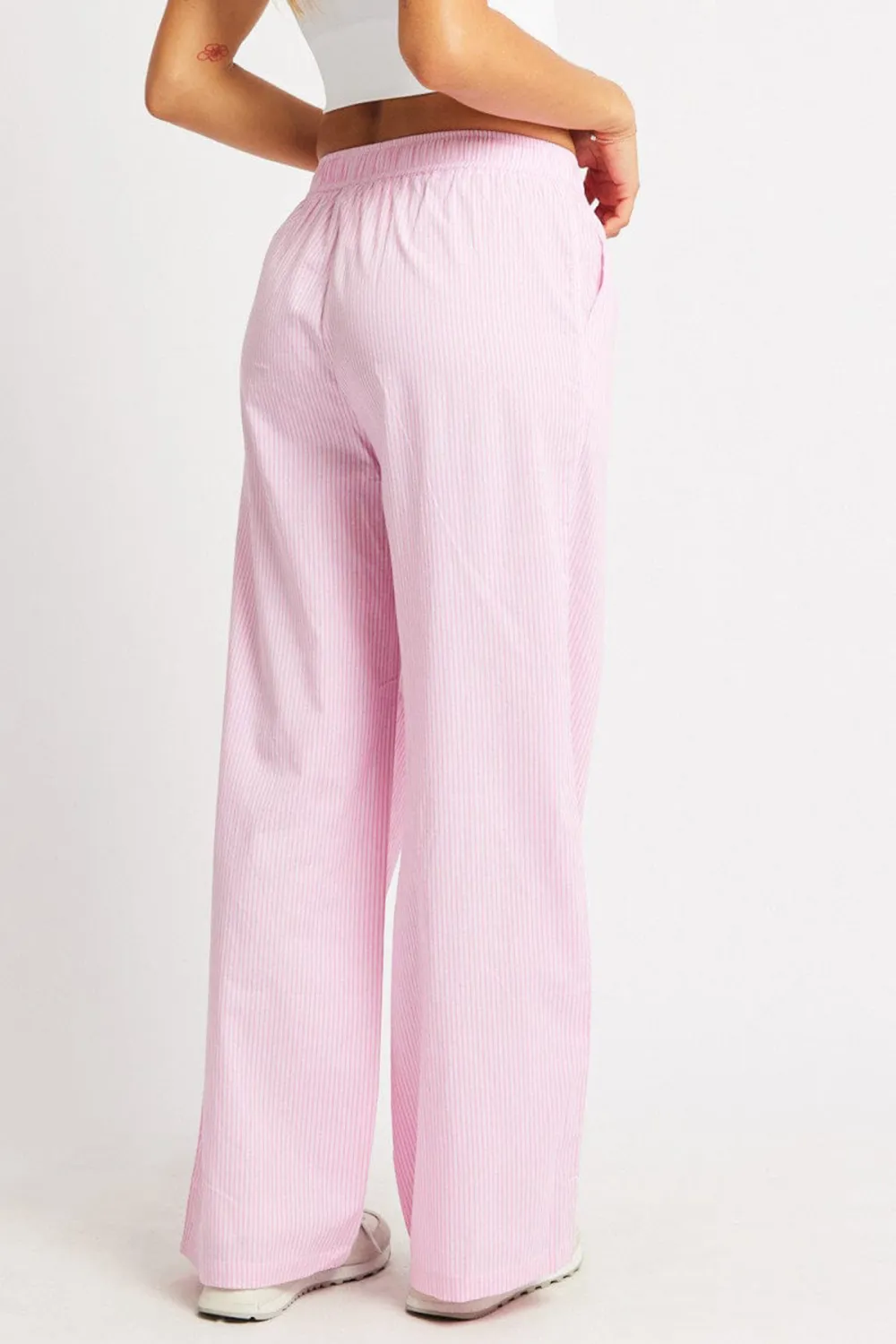 Pink Stripe Wide Leg Pants High Rise