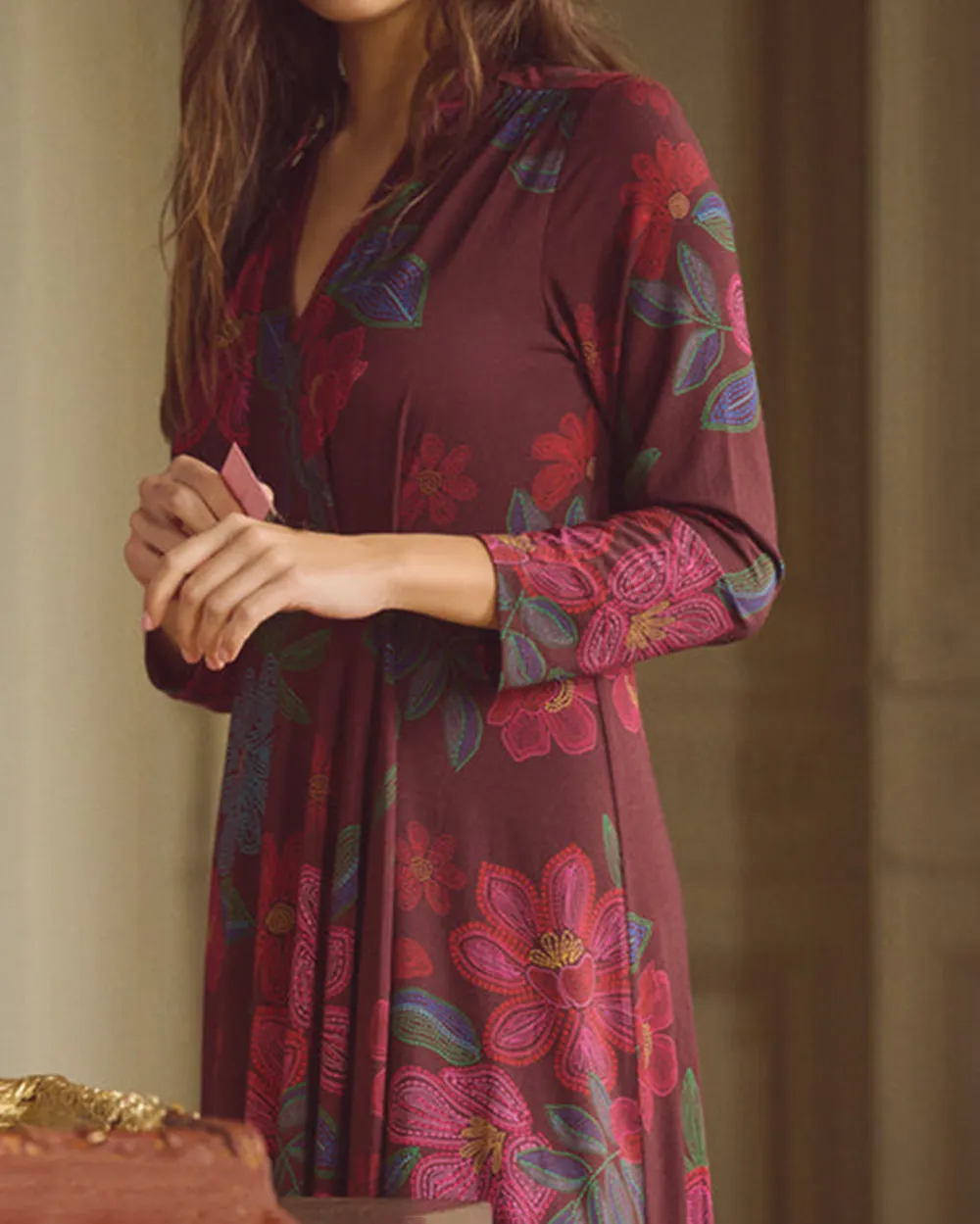 Printed Jersey Midi Dress