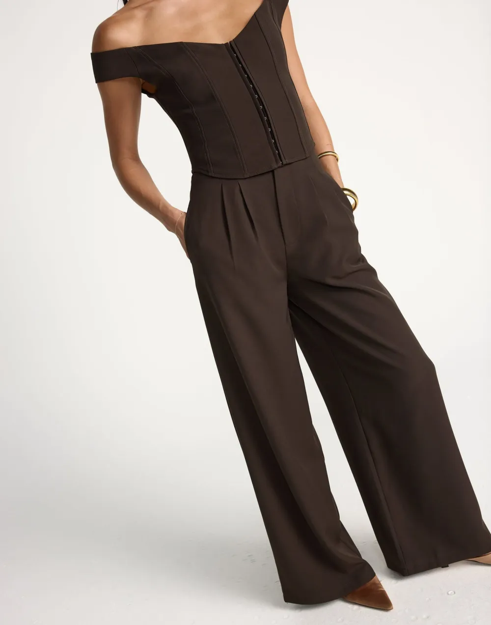 High-Waisted Wide-Leg Trousers With Pleated Details