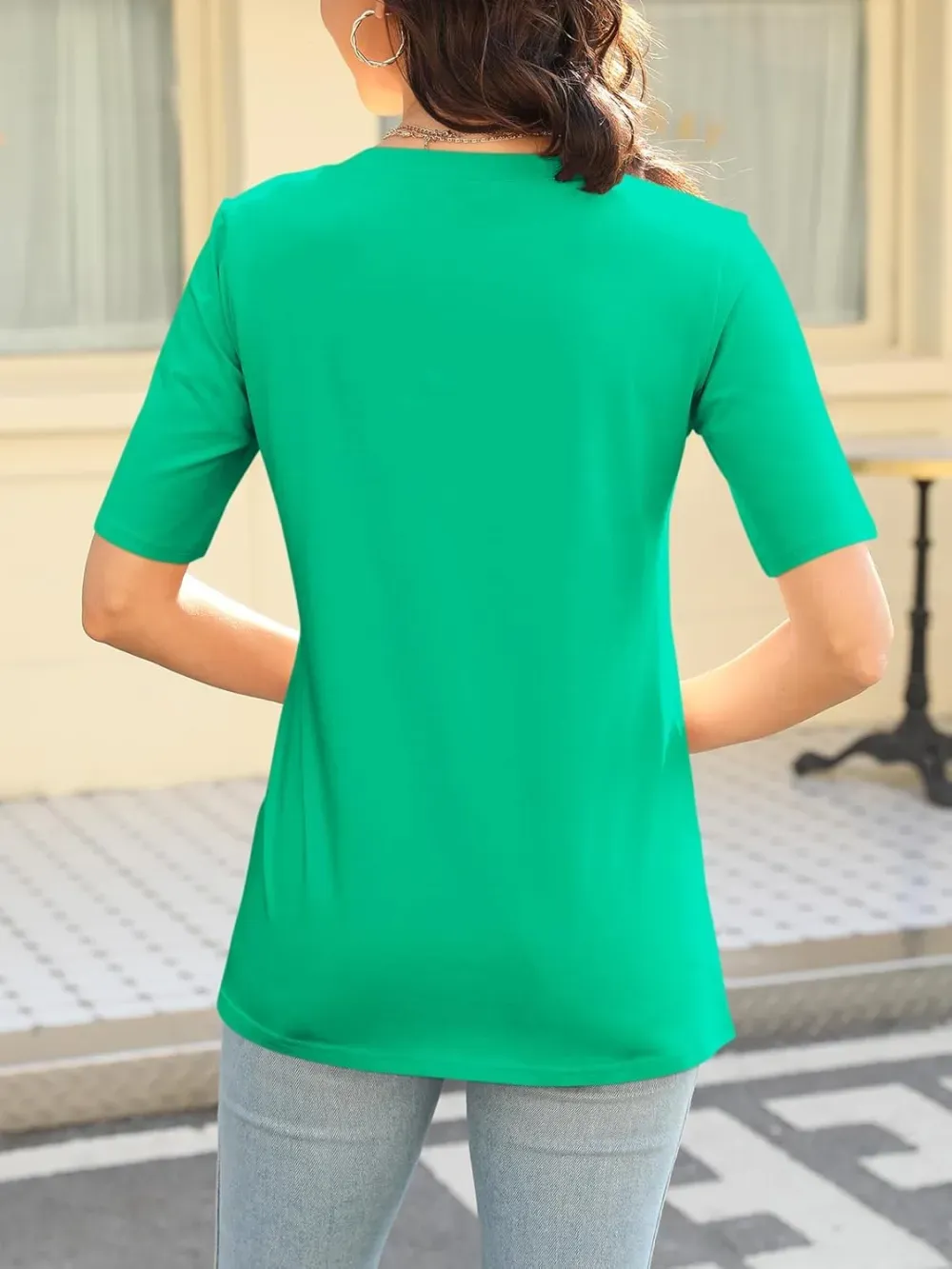 ORANDESIGNE Women's Color Block Short Sleeve T Shirts Casual V Neck Summer Tops Tees Loose Fit Blouses