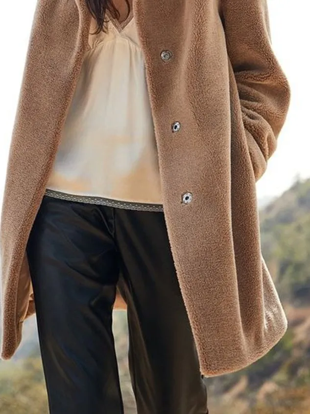 Fabric Casual Loose Teddy Jacket