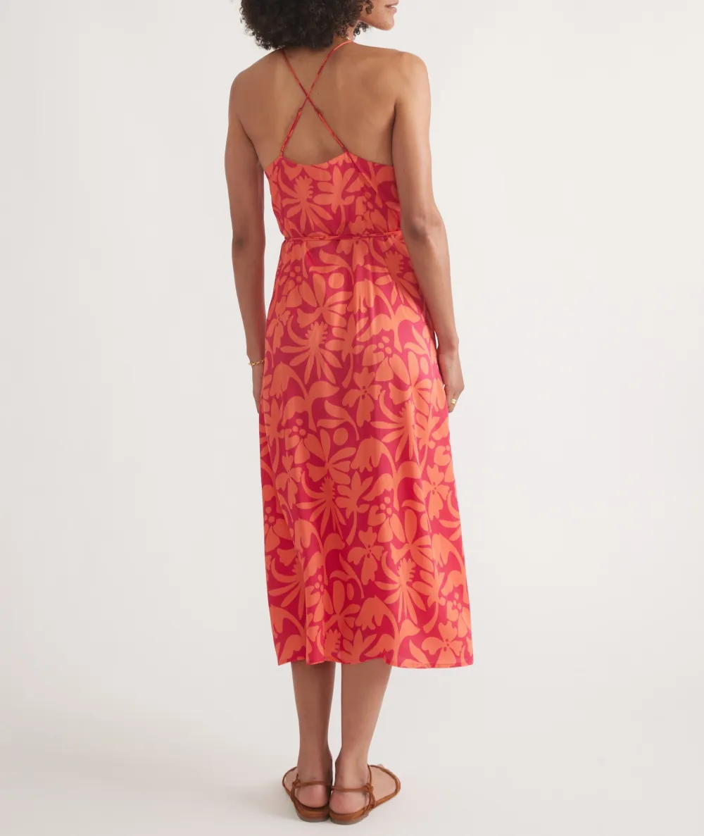 Coral Floral Wrap Maxi Dress