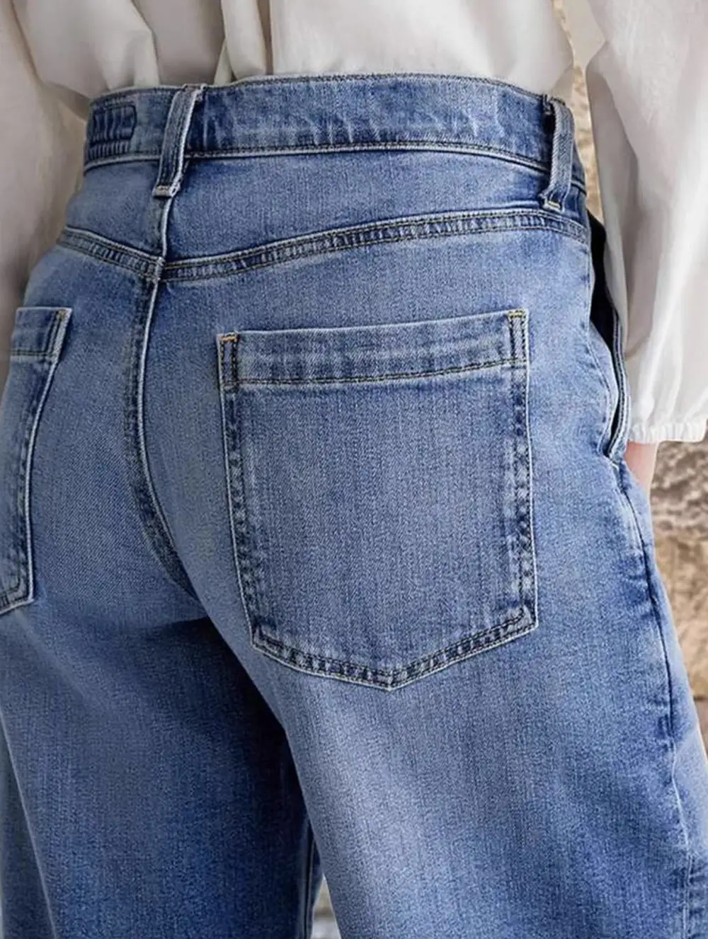 Wide-Leg Embroidered Stretch Straight Leg Casual Jeans