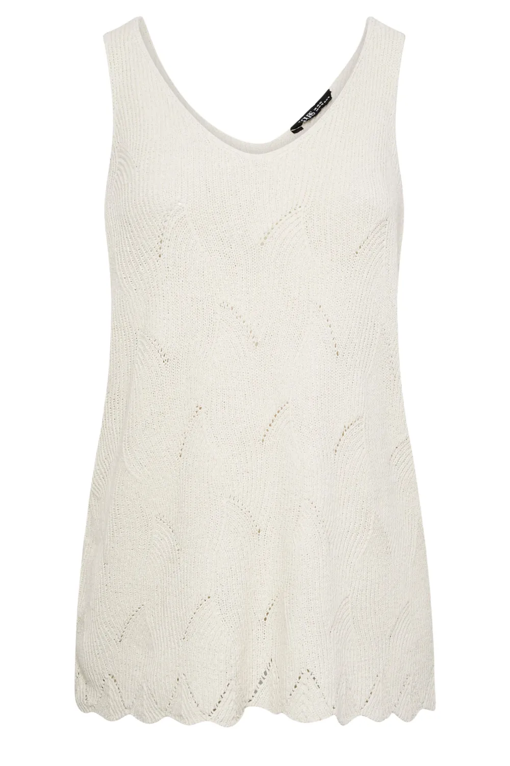 YOURS Curve Natural Brown Scallop Hem Knitted Vest Top