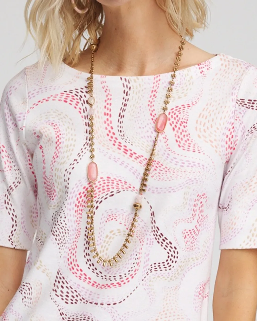 Short Sleeve Geometric Print Crew Neck Tee