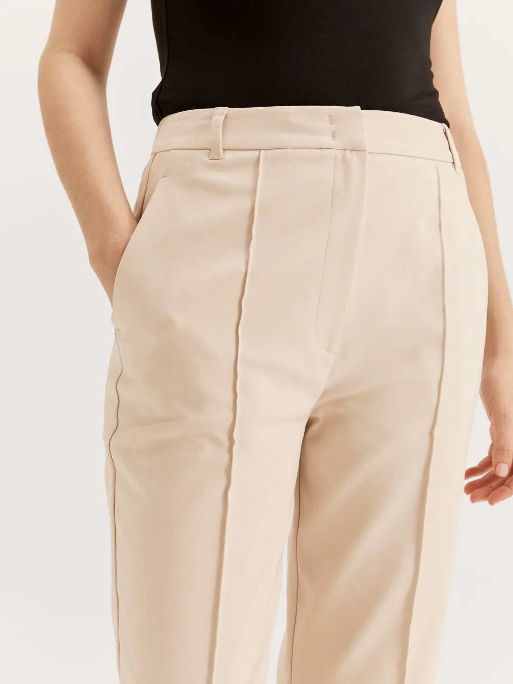 Khaki Tapered Leg Pants