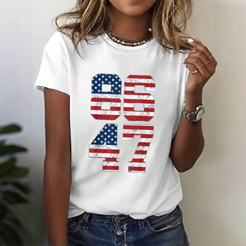 Anti Trump 8647 86 47 Retro Anti-Trump US Flag Impeach 47 US T-Shirt
