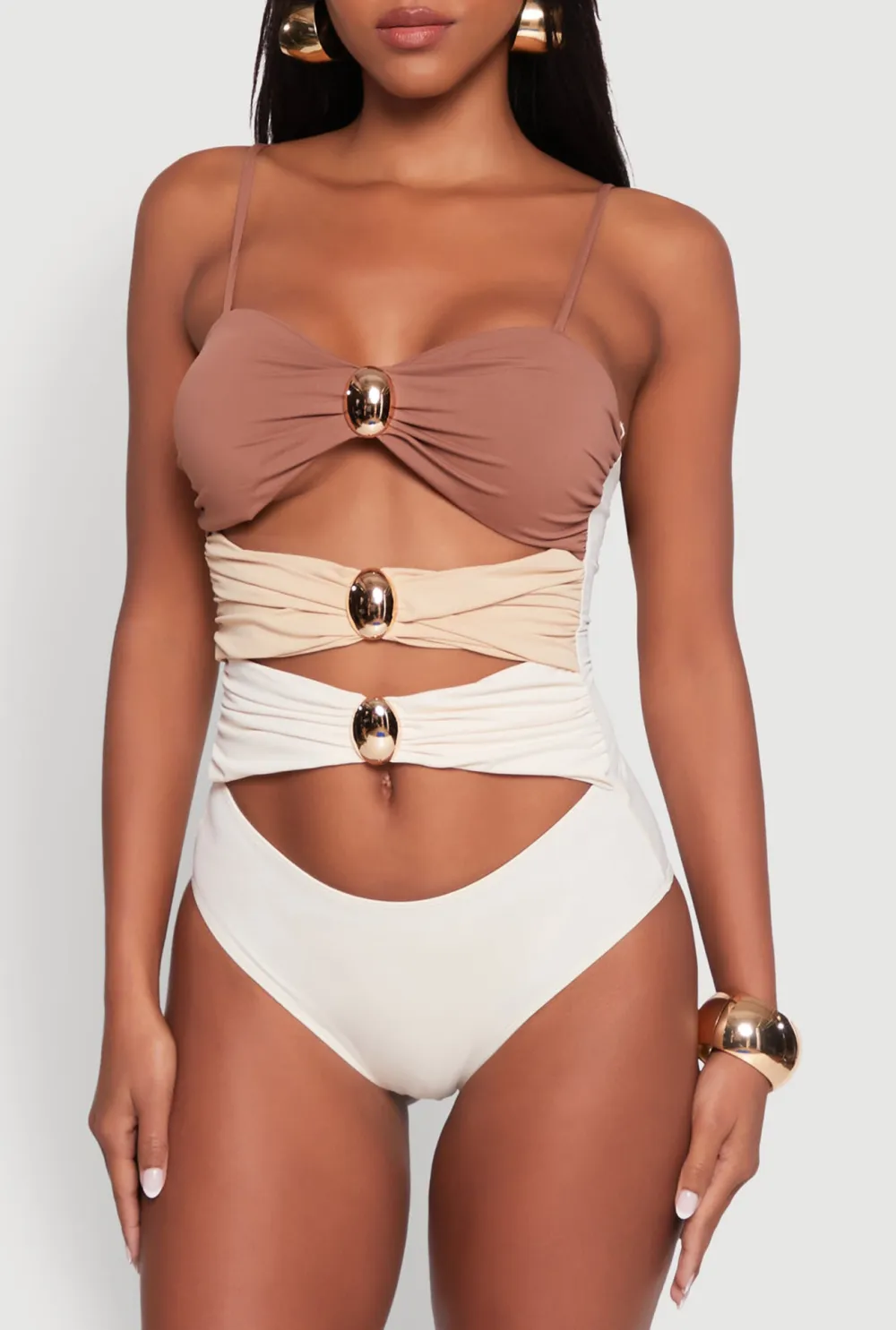 Pleated Bikini One-Piece Swimsuit