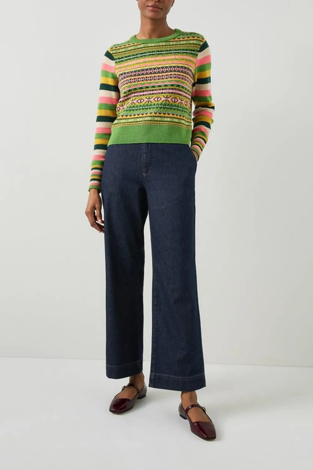 Dark Blue Wide Leg Denim Trousers