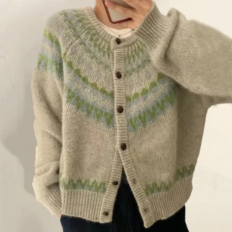 Fairman Isle Jacquard Single Breasted Cardigan