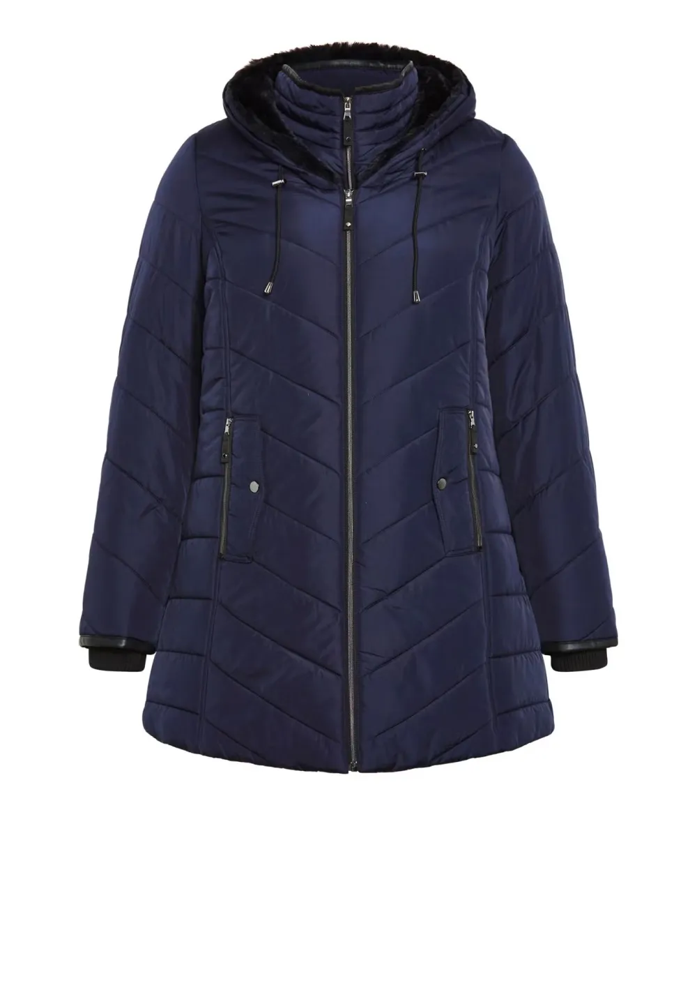 Double Zipper Mid Length Down Jacket