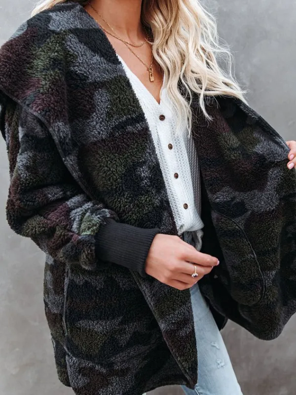 Loose Fluff/Granular Fleece Fabric Casual Teddy Jacket