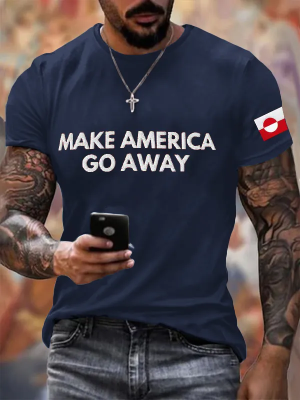 Men'S Vintage Men'S T-Shirt Make American Go Away Printed T-Shirt Pure Cotton Short Sleeve