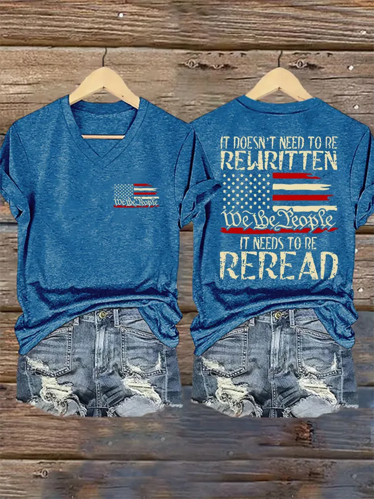 Women's We The People 1776 Print Short Sleeve Round Neck Cotton T-Shirt