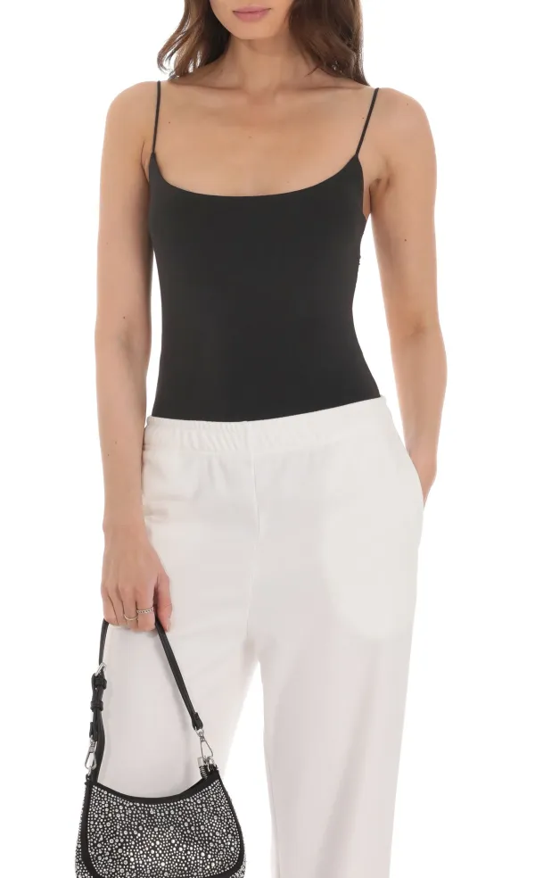 Lace Open Back Bodysuit in Black