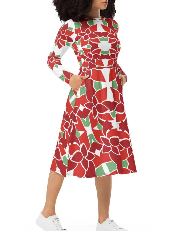 Floral Round Neck Dress