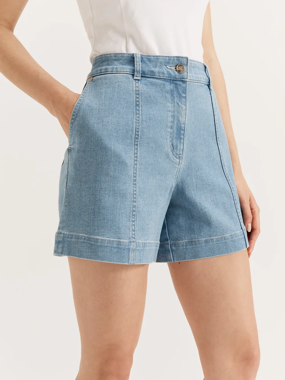 Wide Leg Jean Shorts with Pockets
