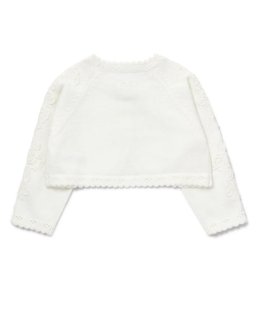 Lace Trim Cardigan - Cream