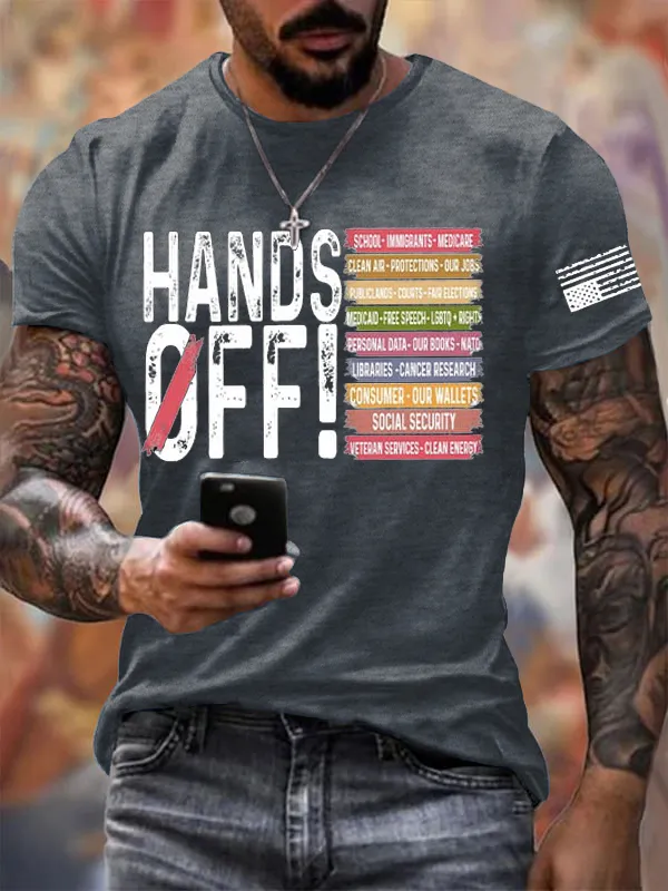Men'S T-Shirt Men'S Retro Hands Off Protest Print T-Shirt