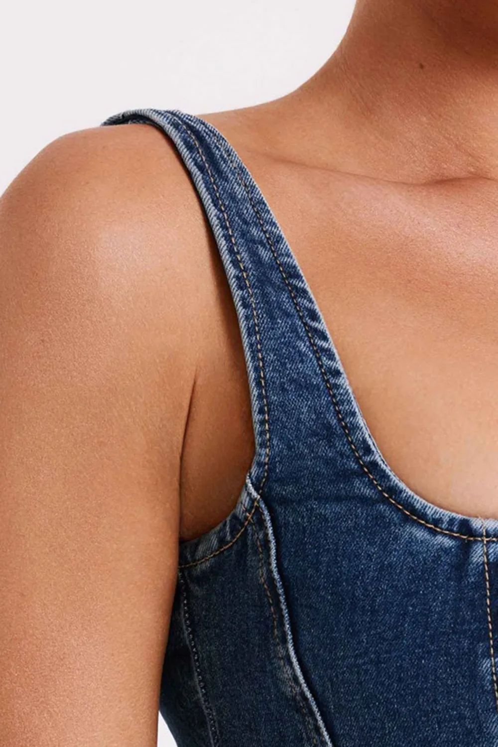 Denim Lace Up Corset